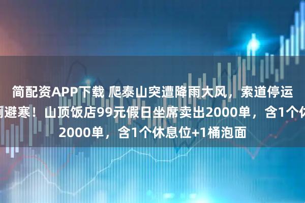 简配资APP下载 爬泰山突遭降雨大风，索道停运，游客挤入公厕避寒！山顶饭店99元假日坐席卖出2000单，含1个休息位+1桶泡面